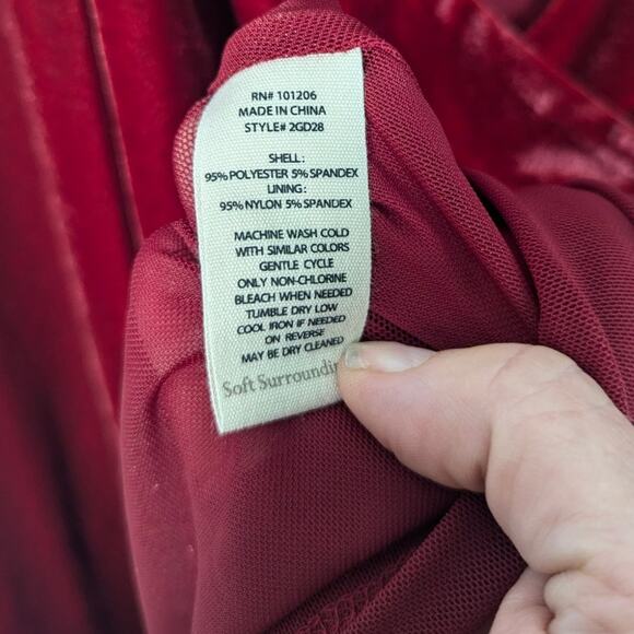 Soft Surroundings Hyannis Velvet Surplice V-Neck Red Dahlia Dress Size XL NWT - Picture 5 of 9